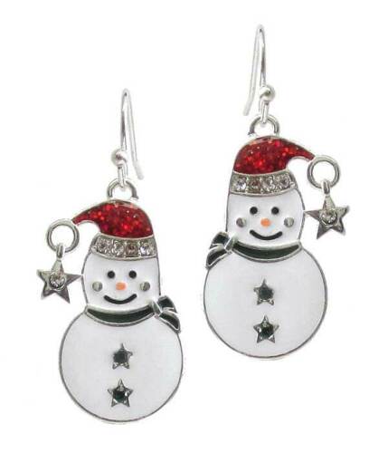 New Women Fashion Jewelry Rhinestone Christmas Snowman Dangle Hook Earrings