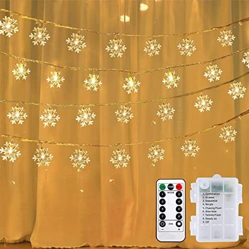 Snowflake Lights Outdoor 16ft 30led Window Christmas Lights 8 Modes Outdoor Snow