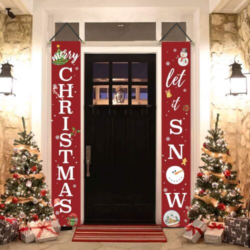 Merry Christmas Banner Flag Wall Hanging Door Hanging Porch Sign