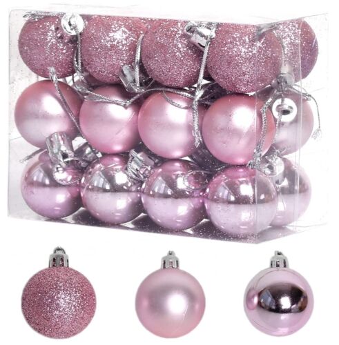 Christmas Hang Balls Xmas Tree Ornaments Hanging Ball Shatterproof 24 Pack / Box