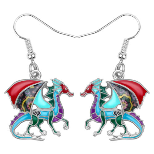 Enamel Alloy Funny Dragon Earrings Dinosaur Dangle Jewelry Gift for Women Charms