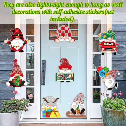 8PCS Christmas Decorations Gnome Yard Signs Stakes - Xmas Yard Lawn Sign Outdoor