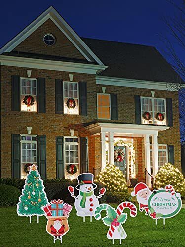 9Pcs Christmas Yard Signs with Stakes,  Winter Outdoor Lawn Signs Xmas Tree