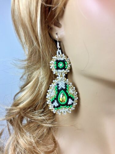 Native Style Beaded Teardrop Seed Bead Earrings Fashion Jewelry Ethnic Design