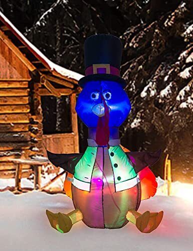 Turkey Inflatable Decoration with LED Lights Thanksgiving Christmas Turkey