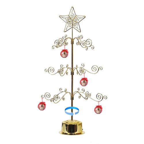 Metal Ornament Display Tree Stand Rotating Christmas Tree 24" Gold