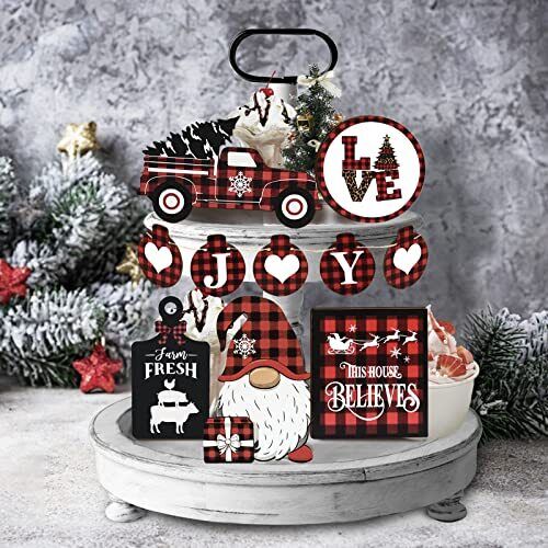 10 Pcs Christmas Tiered Tray Decor