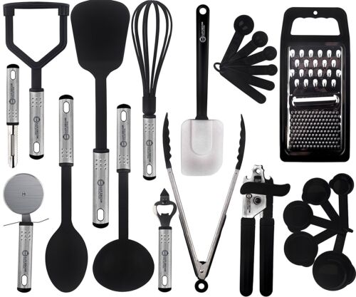 Cooking Utensils Set 23 Piece Stainless Steel Heat Resistant Nylon Kitchen Tool