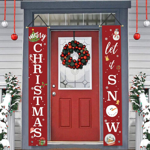 Merry Christmas Banner Flag Wall Hanging Door Hanging Porch Sign