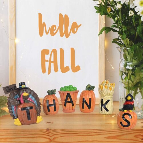 Thanksgiving Home Decoration Blocks Give Thanks 6 Pieces Hand-Paint