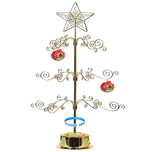 Metal Ornament Display Tree Stand Rotating Christmas Tree 24" Gold