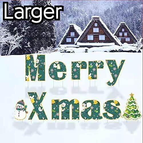 Christmas Light Outdoor Decorations - 11Pcs Merry Xmas Yard Signs with Stakes