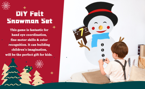 2.9ft DIY Felt Christmas Snowman Detachable Toy Kid Decor Gift