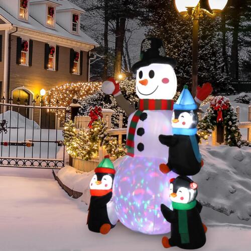 6ft Christmas Inflatable Snowman Penguins LED Rotating Light