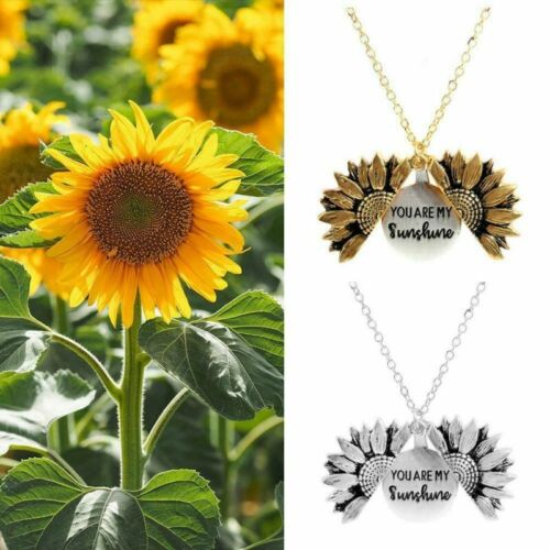 You Are My Sunshine Boho Sunflower Pendant Locket Woman Necklace Jewelry US