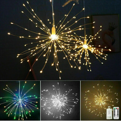 150 LED Hanging Firework LED Fairy String Light 8 Modes Remote Christmas Party