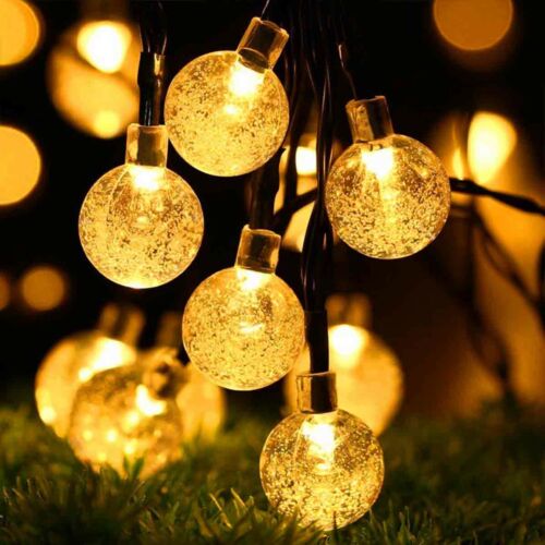 Solar 50 LED String Light Crystal Ball Garden Yard Decor Lamp Outdoor Waterproof