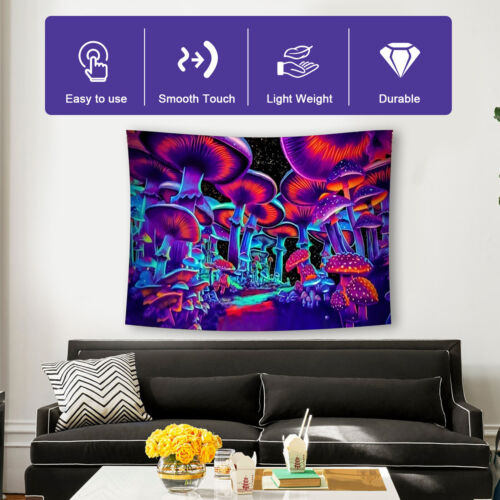 Trippy Wall Hanging Tapestry Psychedelic Home Room Decor Mushroom Colorful Art