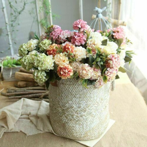 10 Heads Artificial Hydrangea Flowers Silk Bouquet Party