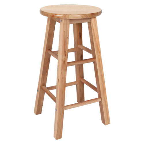 24" Solid Wood Counter Stool Backless Round Seat Kitchen Island Pub Bar Stools