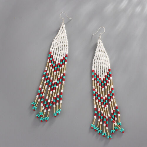 Bohemian BOHO Seed Beads Tassel Fringe Drop Earrings Handmade Fashion Jewelry