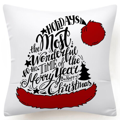 Throw PILLOW COVER Christmas Red White Xmas Double-Sided Cushion Case 18x18" USA