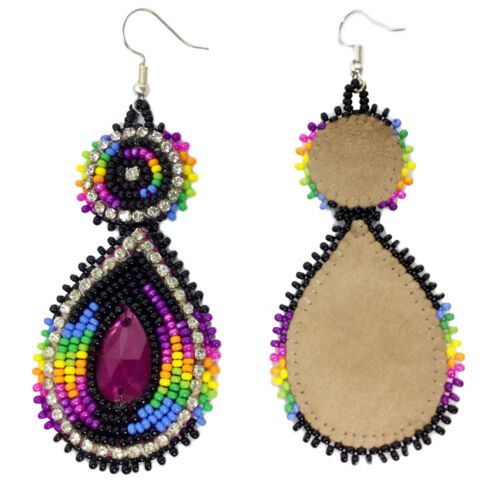 Native Style Beaded Teardrop Seed Bead Earrings Fashion Jewelry Ethnic Design