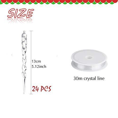 Christmas Tree Clear Glass Icicle Ornaments Decoration Home Decor Set Of 24