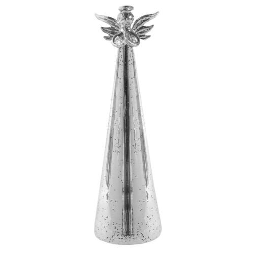 Mercury Glass Angel-LED Lighted Battery Powered Cordless Holiday Christmas Décor