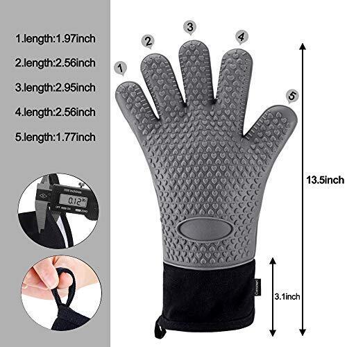 BBQ Gloves,Heat Resistant Silicone Grilling Gloves,Long Waterproof