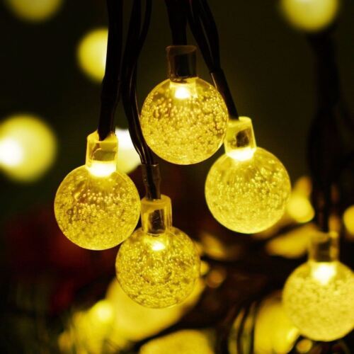 20ft 30 LED Solar String Ball Lights Outdoor Waterproof Warm White Garden Decor