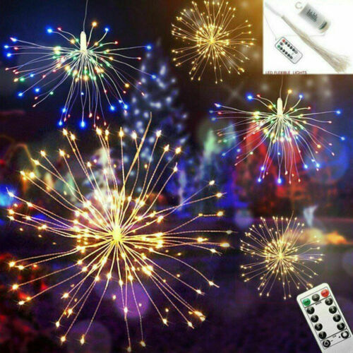 150 LED Hanging Firework LED Fairy String Light 8 Modes Remote Christmas Party