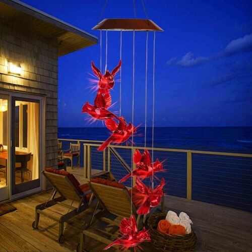 LED Solar Wind Chime Light Color Changing Hanging Lamp Waterproof Garden Decor