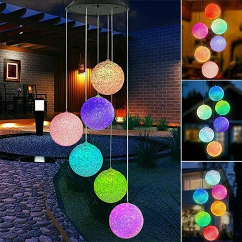 LED Solar Wind Chime Light Color Changing Hanging Lamp Waterproof Garden Decor