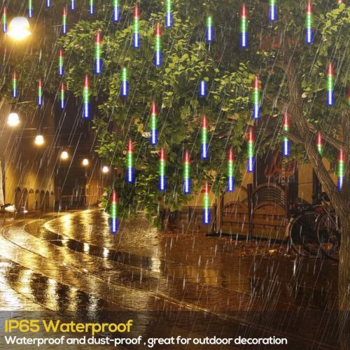 288 LED Solar Meteor Shower Lights Fairy String Falling Rain Garden Xmas Tree US