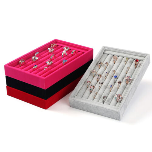 1-2 Pc Velvet Jewelry Ring Display Organizer Tray Holder