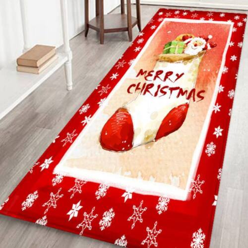 Christmas Flannel Carpet Non-slip Kitchen Room Floor Door Mat Rug Xmas Decor US