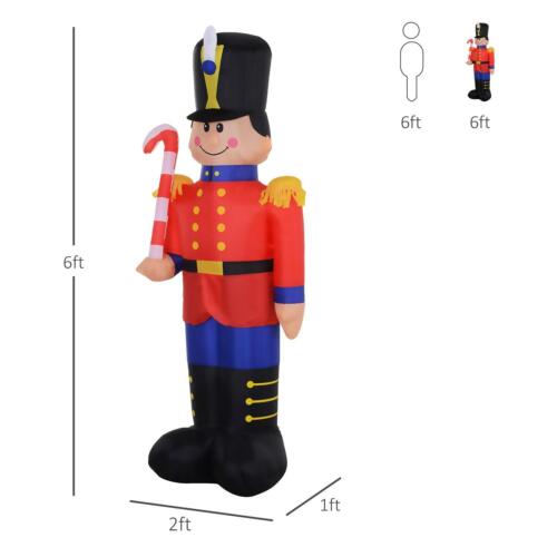 Inflatable Nut Cracker Blow-Up Toy Soldier LED Christmas Yard Decoration 6 FT