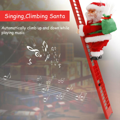 Animated Musical Santa Claus Electric Climbing Ladder Christmas Decor Kids Doll