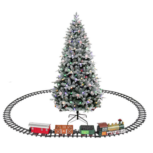 Electric Christmas Train Tracks Set Lights Sound Kids Toy Gift Tree Decor