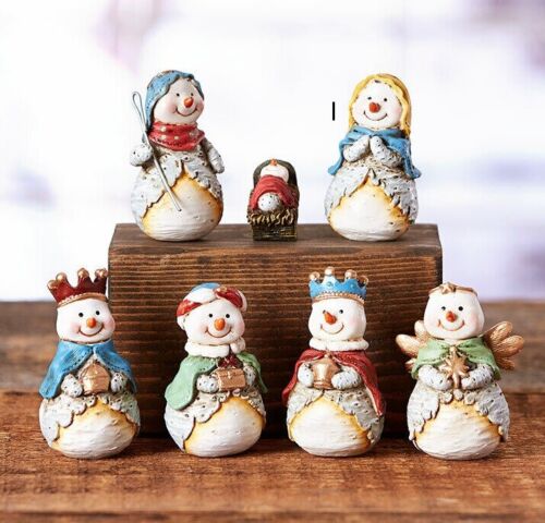 7-Piece Showman Nativity Holiday Shelf Sitters Christmas Table Decor