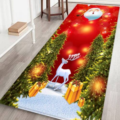 Christmas Flannel Carpet Non-slip Kitchen Room Floor Door Mat Rug Xmas Decor US