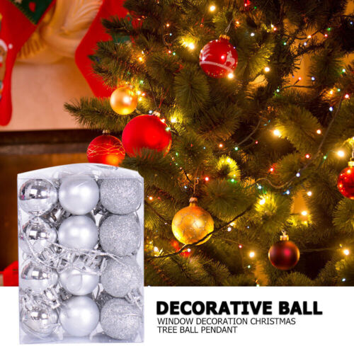 Christmas Hang Balls Xmas Tree Ornaments Hanging Ball Shatterproof 24 Pack / Box