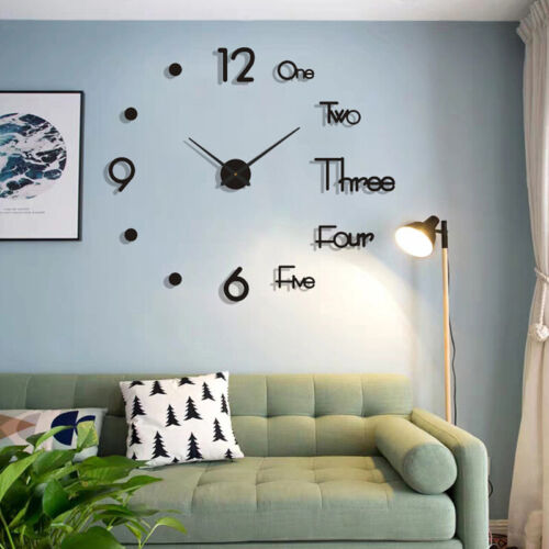 3D Large Wall Clock Mirror Surface Modern DIY Sticker