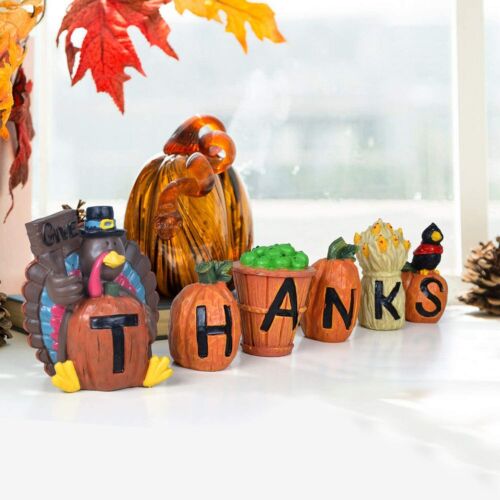 Thanksgiving Home Decoration Blocks Give Thanks 6 Pieces Hand-Paint