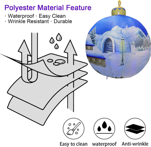Inflatable Christmas Ball 3.6 FT, Blow Up Yard Xmas Decoration,Blue