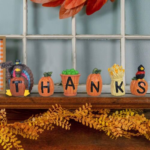 Thanksgiving Home Decoration Blocks Give Thanks 6 Pieces Hand-Paint