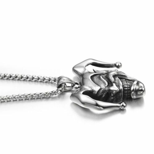 Mens Stainless Steel Punk Boys Joker Clown Pendant Necklace Jewelry Chain