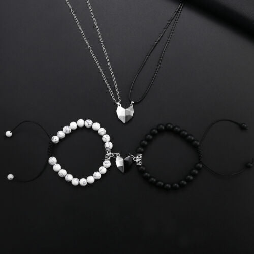 Magnetic Couple Lovers Heart Bracelet Necklace