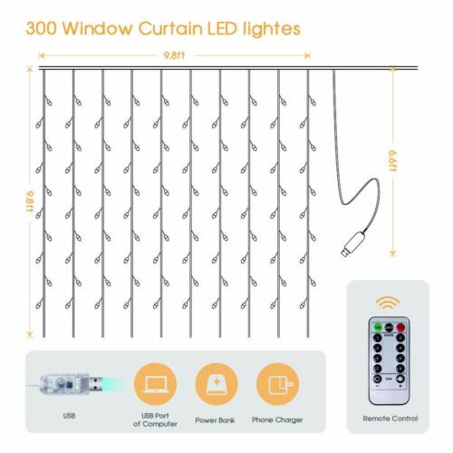 300 LED USB String Light Remote Control Home Party Wedding Curtain Fairy Lights